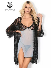 Phevos Phevos 3lü Mavi Gecelik ve Sabahlık Takımı