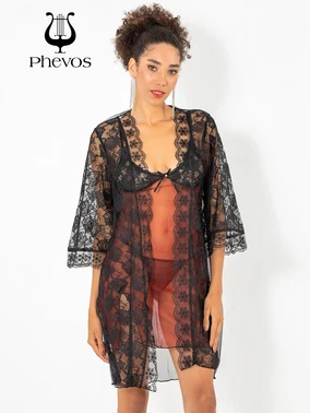 Phevos Phevos 3lü Kiremit Gecelik ve Sabahlık Takımı - Alternatif Görünüm