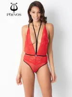 Sırt ve Göğüs Dekolteli Phevos Dantelli Fantezi Babydoll Kırmızı