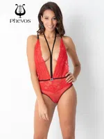 Sırt ve Göğüs Dekolteli Phevos Dantelli Fantezi Babydoll Kırmızı detay görünüm