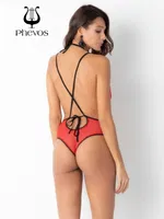 Sırt ve Göğüs Dekolteli Phevos Dantelli Fantezi Babydoll Kırmızı görsel 4