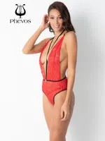 Sırt ve Göğüs Dekolteli Phevos Dantelli Fantezi Babydoll Kırmızı görsel 6