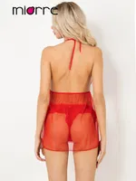 Boyundan Bağlamalı Transparan Fantezi Gecelik Phevos Kırmızı görsel 4