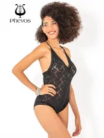 Phevos Çapraz Askılı Fantezi Dantel Bodysuit Siyah görsel 5