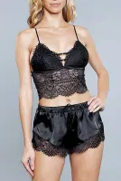 Saten Bralet Sütyen Şort Takım For Dreams 8299 Siyah farklı açı