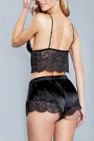 Saten Bralet Sütyen Şort Takım For Dreams 8299 Siyah görsel 4