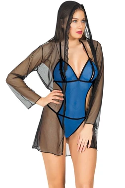 Sistina Mavi Bodysuit Gecelik Takım Sistina 1372