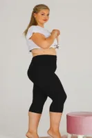 Siyah Büyük Beden Kapri Tayt Lady 1107 Siyah detay görünüm