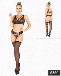 Elawin Siyah Simli Dantel Takım Elawin 5350