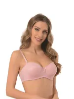 Straplez Desteksiz Kaplı Sütyen NBB 3413 Pudra
