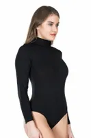 Uzun Kol Boğazlı Çıtçıtlı Kadın Body Derya Kurşun 322 Siyah farklı açı