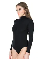 Uzun Kol Boğazlı Çıtçıtlı Kadın Body Derya Kurşun 322 Siyah görsel 5