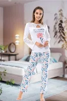 Uzun Kol Dantelli Kadın Pijama Takım Derya Kurşun 1115