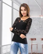 Uzun Kol Kadın Body Derya Kurşun 120 Siyah