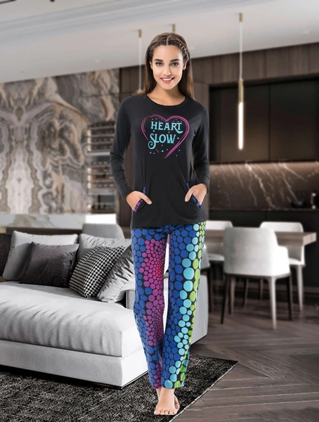 Uzun Kol Kadın Pijama Takım Derya Kurşun 1110