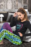 Uzun Kol Kadın Pijama Takım Derya Kurşun 1110 Çok Renkli farklı açı