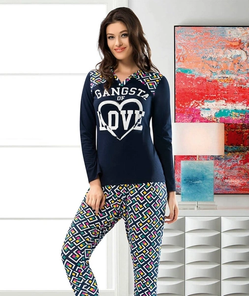 V Yaka Kadın Pijama Takım Derya Kurşun 872