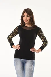 Varak Desenli Uzun Kol Body Derya Kurşun 144