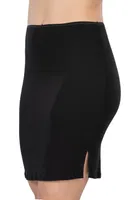 Yırtmaçlı Midi Jupon Emay 1438 Siyah