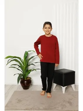 Akbeniz Akbeniz Çocuk Pamuk Uzun Kollu Pijama Takımı 4612 - Alternatif Görünüm