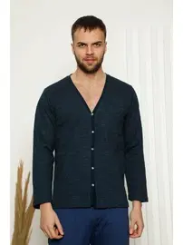 Akbeniz Akbeniz Erkek Önden Düğmeli Cepli Uzun Kollu Pijama Takımı 6768