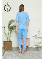 Akbeniz Kadın %100 Pamuk Penye Kısa Kol Pijama Takım 3304 detay görünüm