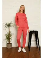 Akbeniz Kadın Pamuk Eşofman Takım 9036 Kırmızı detay görünüm