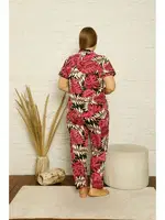 Akbeniz Kadın Pamuklu Cepli Kısa Kol Büyük Beden Pijama Takım 202122 Fuşya farklı açı