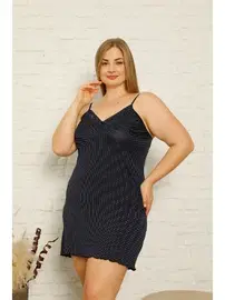 Akbeniz Akbeniz Kadın Pamuklu İp Askılı Büyük Beden Gecelik 1011