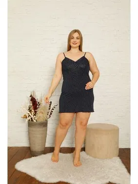 Akbeniz Akbeniz Kadın Pamuklu İp Askılı Büyük Beden Gecelik 1011 - Alternatif Görünüm