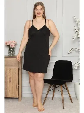 Akbeniz Pamuklu İp Askılı Büyük Beden Gecelik Akbeniz 985