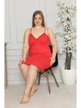 Akbeniz Pamuklu İp Askılı Büyük Beden Gecelik Akbeniz 986 - Alternatif Görünüm