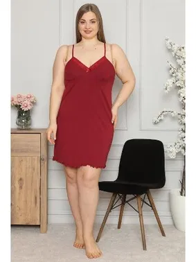 Akbeniz Pamuklu İp Askılı Büyük Beden Gecelik Akbeniz 987