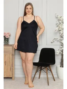 Akbeniz Pamuklu İp Askılı Büyük Beden Gecelik Akbeniz 996