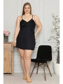 Akbeniz Pamuklu İp Askılı Büyük Beden Gecelik Akbeniz 996