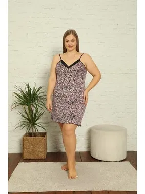 Akbeniz Akbeniz Kadın Pamuklu İp Askılı Büyük Beden Gecelik 999 - Alternatif Görünüm