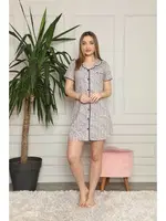 Pamuklu Önden Düğmeli Gecelik Akbeniz 1003 Gri detay görünüm