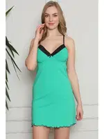 Pamuk İp Askılı Penye Gecelik Akbeniz 382 Yeşil