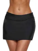 Angelsin Şık Etekli Bütün Bikini Alt Siyah Siyah farklı açı