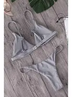 Angelsin Üçgen Bikini Takım Gri MS4140 Gri farklı açı