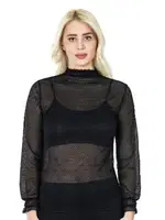 Balıkçı Yaka File Transparan Detaylı Kadın Atlet Derya Kurşun 146 Siyah
