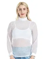 Balıkçı Yaka File Transparan Detaylı Kadın Atlet Derya Kurşun 146 Beyaz detay görünüm