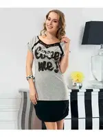 Baskılı Yarım Kol Kadın Tunik Derya Kurşun 919 Gri