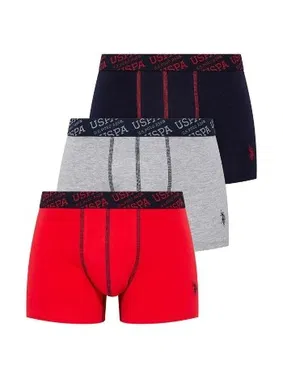 Us. POLO Assn. Bel Lastiği Baskılı Biye Detaylı 3lü Boxer U.S. Polo Assn. 80336