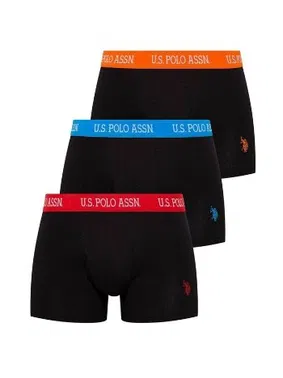 Us. POLO Assn. Bel Lastiği Renkli Kısa Paça 3lü Boxer U.S. Polo Assn. 80253
