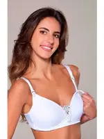 Beyaz Balensiz Soft Cup Güpürlü Emzirme Sütyeni Mammabra Godewo MB9126 Beyaz