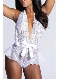 For Dreams Beyaz Dantelli Fiyonklu Fantazi Body Mayokini For Dreams 8264