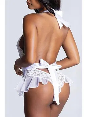 For Dreams Beyaz Dantelli Fiyonklu Fantazi Body Mayokini For Dreams 8264 - Alternatif Görünüm