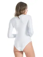 Bisiklet Yaka Uzun Kol Çıtçıtlı Kadın Body Derya Kurşun 321 Beyaz detay görünüm