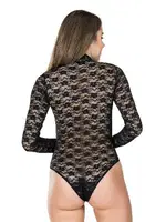 Boğazlı Dantelli Çıtçıtlı Kadın Body Derya Kurşun 328 Siyah detay görünüm